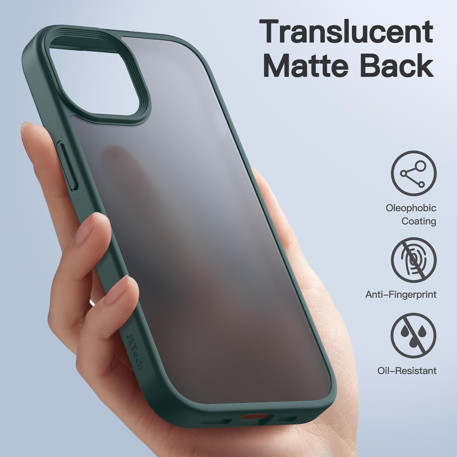JETech Matte Shockproof Frosted Case - For iPhone 15 - mosaccessories